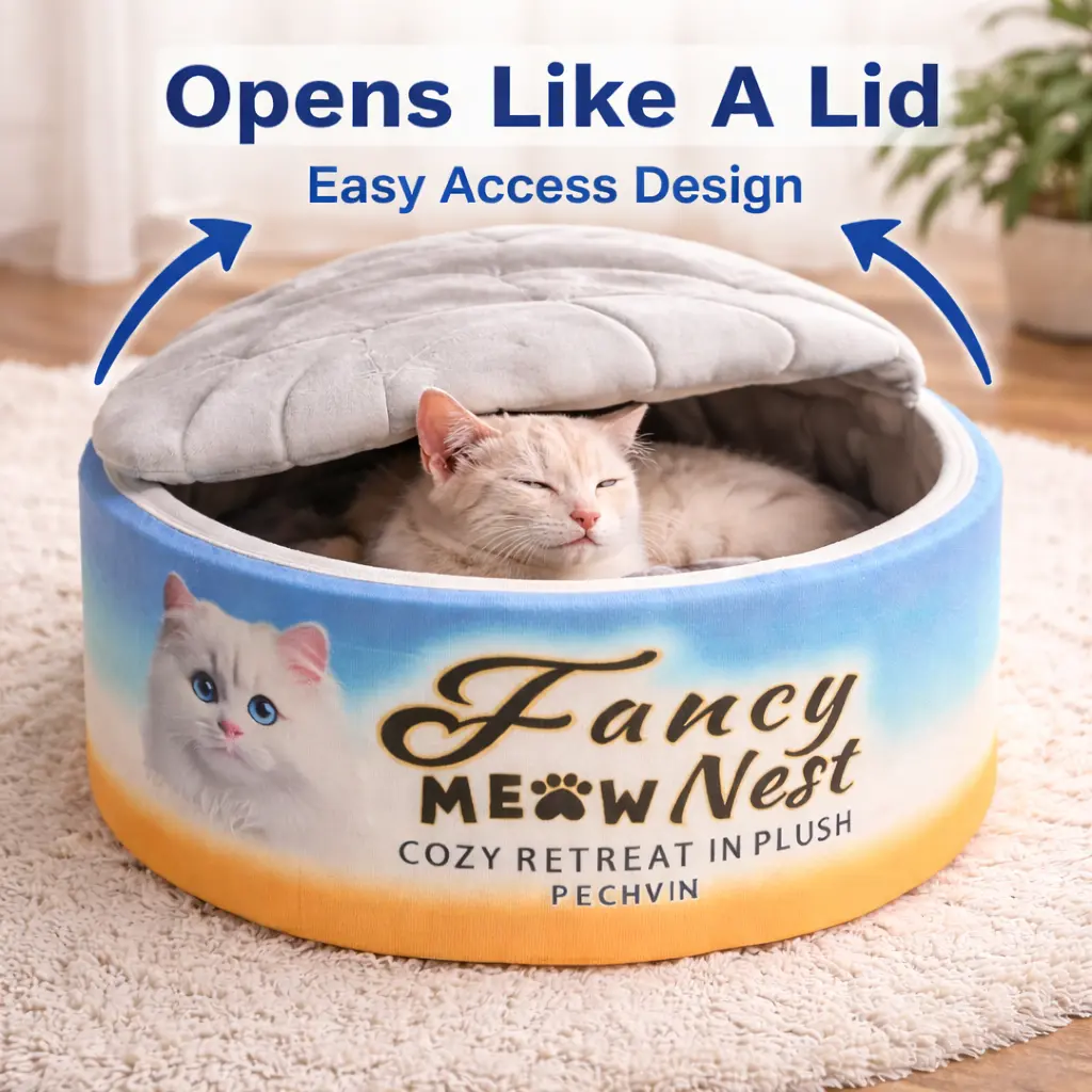 Enclosed Plush Cave for Cats & Kittens