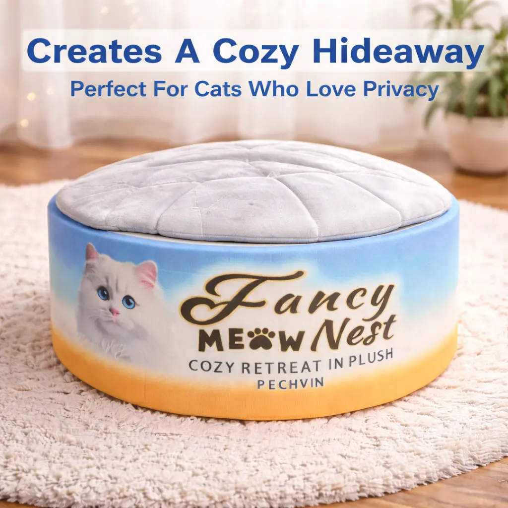 Enclosed Plush Cave for Cats & Kittens