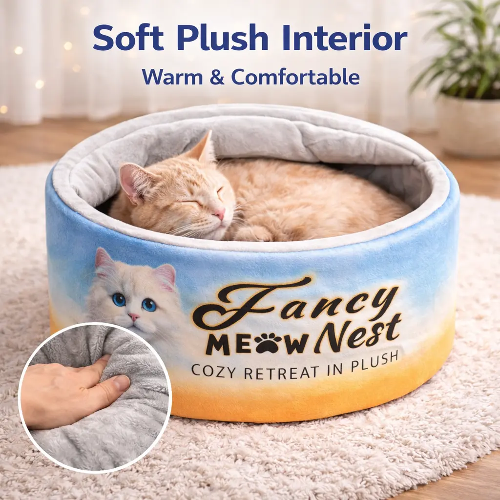Enclosed Plush Cave for Cats & Kittens
