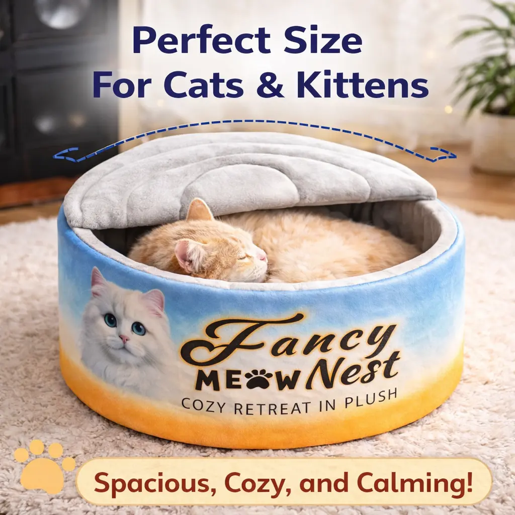 Enclosed Plush Cave for Cats & Kittens